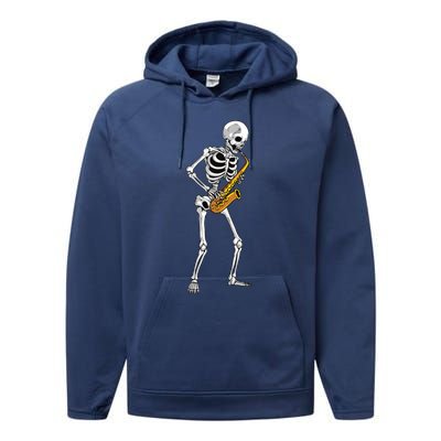 Funny Saxophone Skeleton For Men Women Saxophone Player Sax Performance Fleece Hoodie