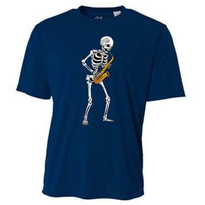 Funny Saxophone Skeleton For Men Women Saxophone Player Sax Cooling Performance Crew T-Shirt