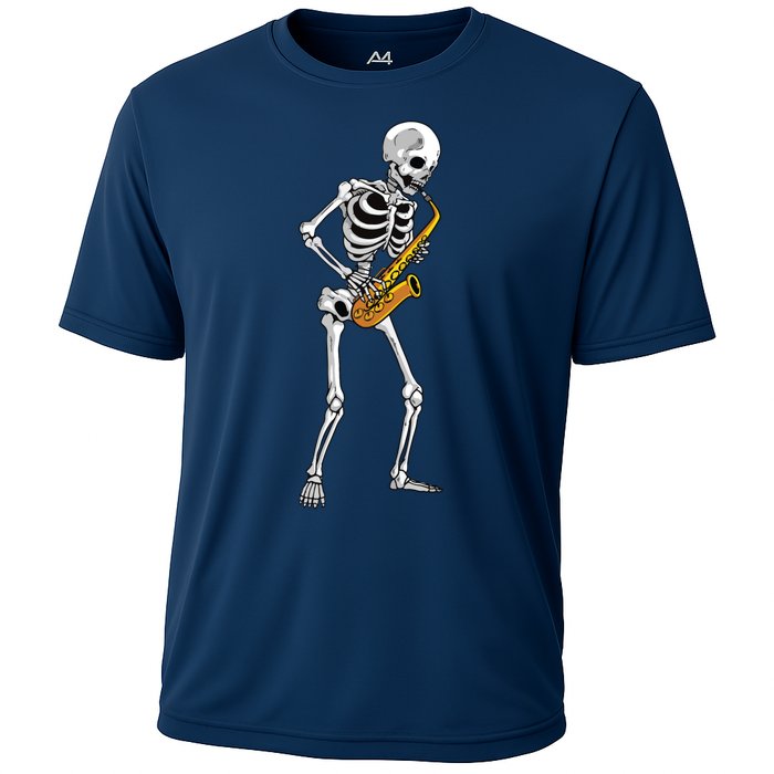 Funny Saxophone Skeleton For Men Women Saxophone Player Sax Cooling Performance Crew T-Shirt