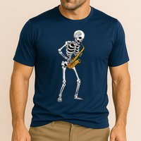 Funny Saxophone Skeleton For Men Women Saxophone Player Sax Cooling Performance Crew T-Shirt