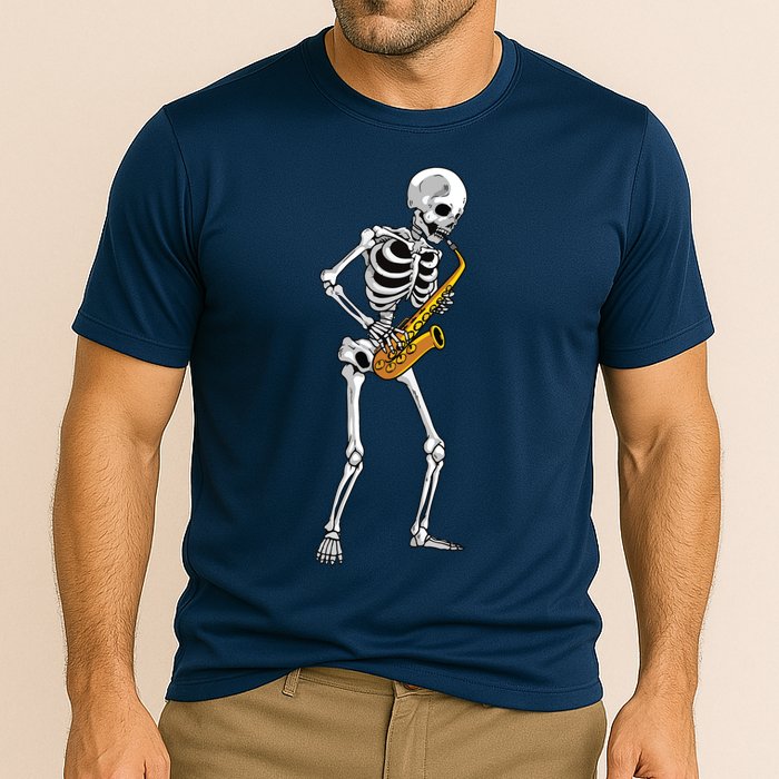 Funny Saxophone Skeleton For Men Women Saxophone Player Sax Cooling Performance Crew T-Shirt