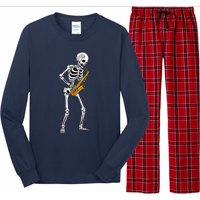 Funny Saxophone Skeleton For Men Women Saxophone Player Sax Long Sleeve Pajama Set