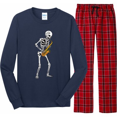 Funny Saxophone Skeleton For Men Women Saxophone Player Sax Long Sleeve Pajama Set