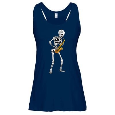 Funny Saxophone Skeleton For Men Women Saxophone Player Sax Ladies Essential Flowy Tank
