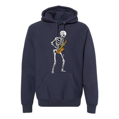 Funny Saxophone Skeleton For Men Women Saxophone Player Sax Premium Hoodie