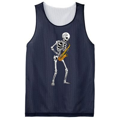 Funny Saxophone Skeleton For Men Women Saxophone Player Sax Mesh Reversible Basketball Jersey Tank