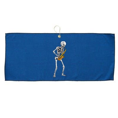 Funny Saxophone Skeleton For Men Women Saxophone Player Sax Large Microfiber Waffle Golf Towel