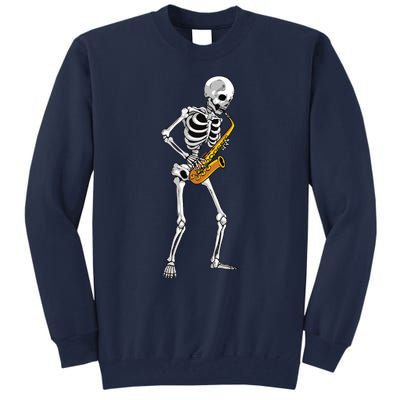 Funny Saxophone Skeleton For Men Women Saxophone Player Sax Tall Sweatshirt