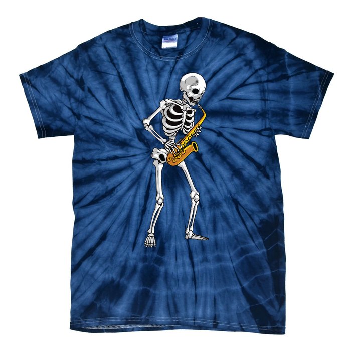 Funny Saxophone Skeleton For Men Women Saxophone Player Sax Tie-Dye T-Shirt