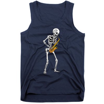 Funny Saxophone Skeleton For Men Women Saxophone Player Sax Tank Top