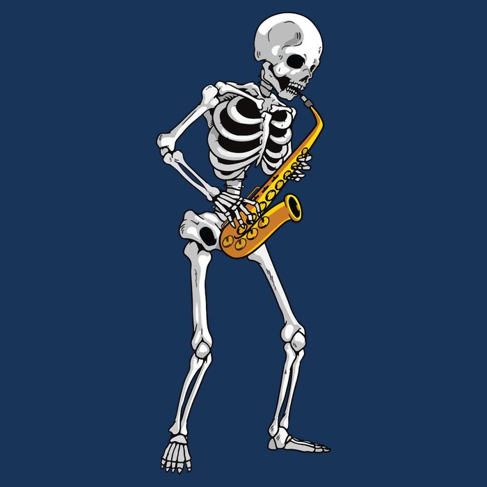 Funny Saxophone Skeleton For Men Women Saxophone Player Sax Women's V-Neck T-Shirt
