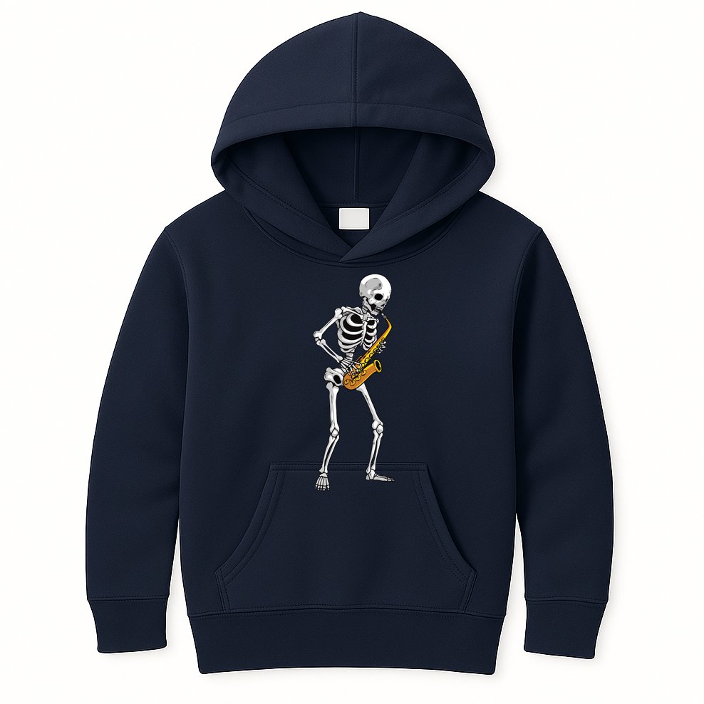 Funny Saxophone Skeleton For Men Women Saxophone Player Sax Kids Hoodie