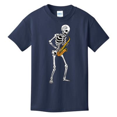 Funny Saxophone Skeleton For Men Women Saxophone Player Sax Kids T-Shirt