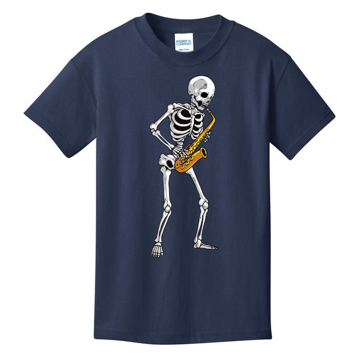 Funny Saxophone Skeleton For Men Women Saxophone Player Sax Kids T-Shirt