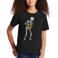 Funny Saxophone Skeleton For Men Women Saxophone Player Sax Kids T-Shirt