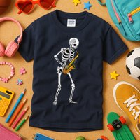Funny Saxophone Skeleton For Men Women Saxophone Player Sax Kids T-Shirt