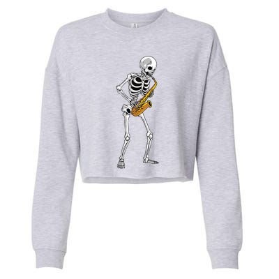 Funny Saxophone Skeleton For Men Women Saxophone Player Sax Cropped Pullover Crew