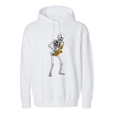 Funny Saxophone Skeleton For Men Women Saxophone Player Sax Garment-Dyed Fleece Hoodie