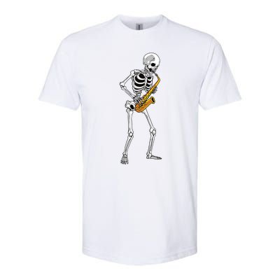 Funny Saxophone Skeleton For Men Women Saxophone Player Sax Softstyle CVC T-Shirt