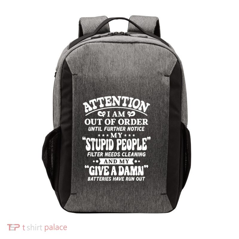 Funny Slogan Sarcastic Saying Attention Vector Backpack