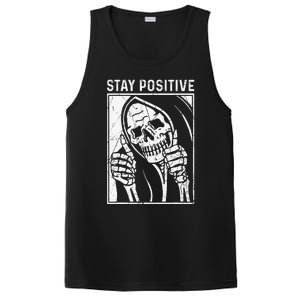 Funny Skull Stay Positive Skeleton Halloween Motivational PosiCharge Competitor Tank