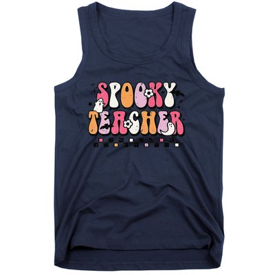 Funny Spooky Season Retro Spooky Teacher Halloween Costume Gift Tank Top