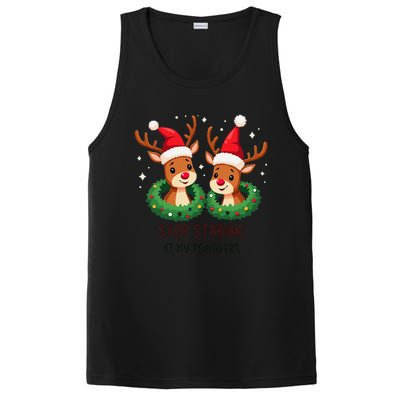 Funny Stop Staring At My Reindeers Boobs Ugly Gag Xmas PosiCharge Competitor Tank