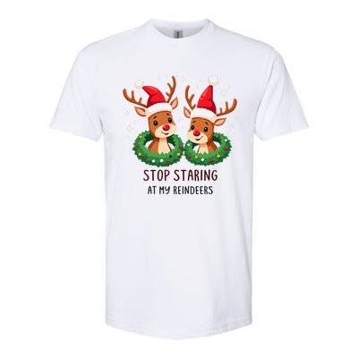 Funny Stop Staring At My Reindeers Boobs Ugly Gag Xmas Softstyle CVC T-Shirt