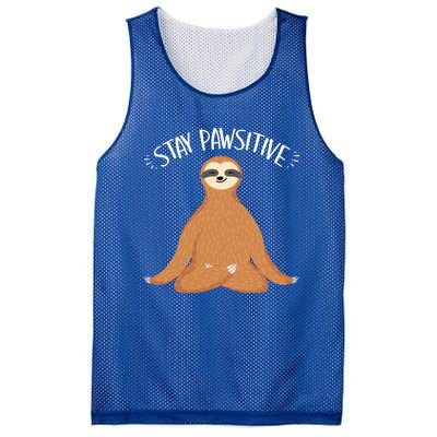 Funny Sloth Stay Pawsitive Yoga Sloth Lover Gift Mesh Reversible Basketball Jersey Tank