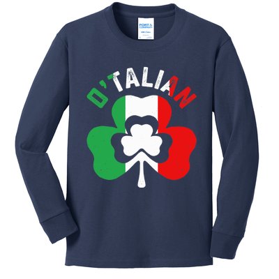 Funny St Saint Patricks Day Irish Italian O'talian Kids Long Sleeve Shirt