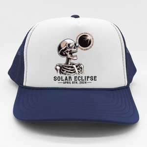 Funny Skeleton Solar Eclipse April 8th 2024 Trucker Hat