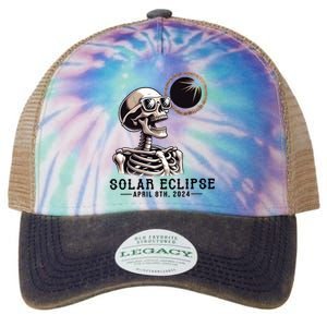 Funny Skeleton Solar Eclipse April 8th 2024 Legacy Tie Dye Trucker Hat