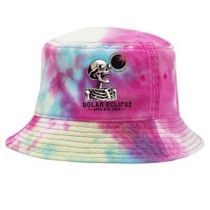 Funny Skeleton Solar Eclipse April 8th 2024 Tie-Dyed Bucket Hat