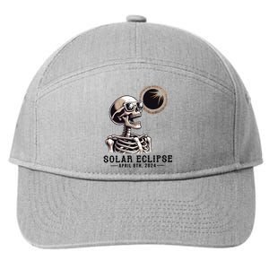 Funny Skeleton Solar Eclipse April 8th 2024 7-Panel Snapback Hat