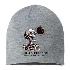 Funny Skeleton Solar Eclipse April 8th 2024 Sustainable Beanie