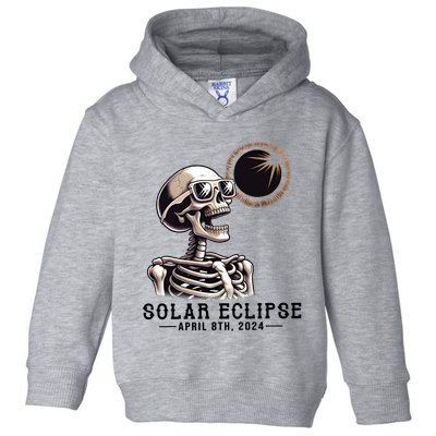 Funny Skeleton Solar Eclipse April 8th 2024 Toddler Hoodie