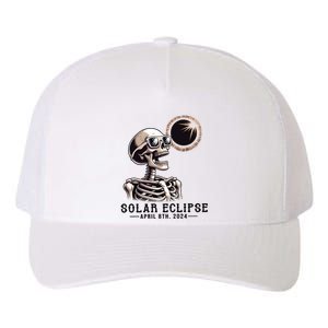 Funny Skeleton Solar Eclipse April 8th 2024 Yupoong Adult 5-Panel Trucker Hat