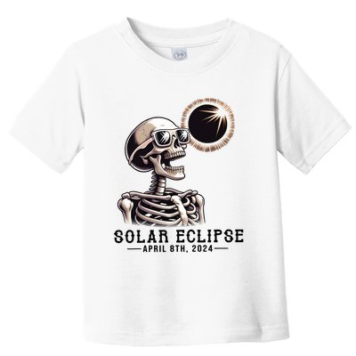 Funny Skeleton Solar Eclipse April 8th 2024 Toddler T-Shirt