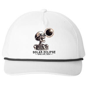 Funny Skeleton Solar Eclipse April 8th 2024 Snapback Five-Panel Rope Hat