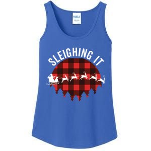 Funny Santa Sleigh Christmas Quote Sleighing It Pun Saying Funny Gift Ladies Essential Tank