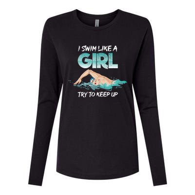 Funny Swimmer Swim Sport Athlete Swimming Funny Gift Womens Cotton Relaxed Long Sleeve T-Shirt