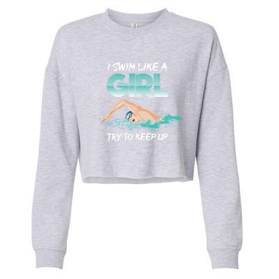 Funny Swimmer Swim Sport Athlete Swimming Funny Gift Cropped Pullover Crew