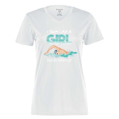 Funny Swimmer Swim Sport Athlete Swimming Funny Gift Women's Momentum V-Neck T-Shirt