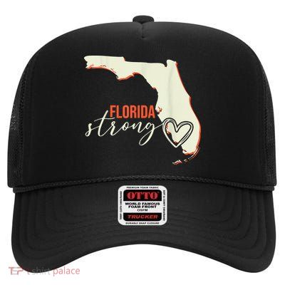 Florida Strong Support With Heart High Crown Mesh Back Trucker Hat