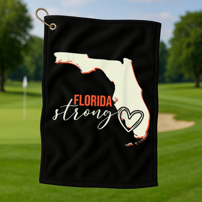 Florida Strong Support With Heart Golf Towel