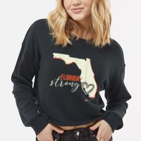 Florida Strong Support With Heart Cropped Pullover Crew