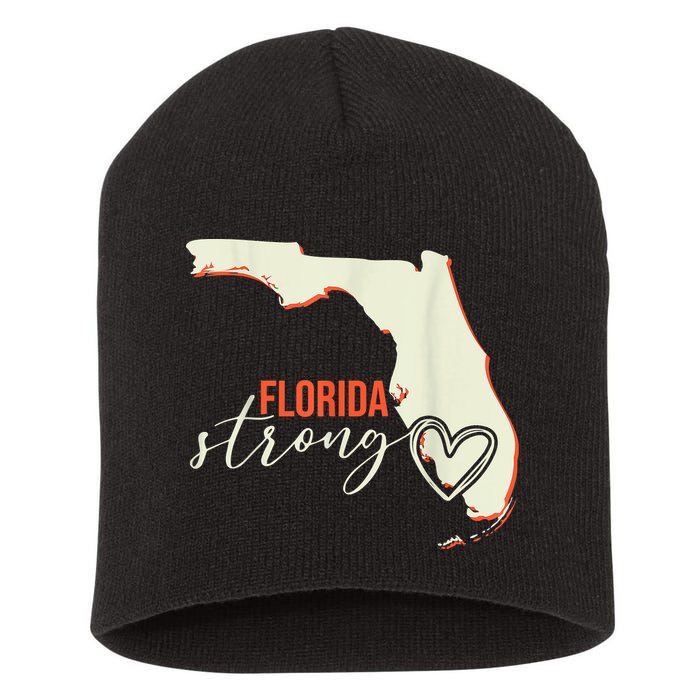 Florida Strong Support With Heart Short Acrylic Beanie