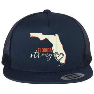 Florida Strong Support With Heart Flat Bill Trucker Hat