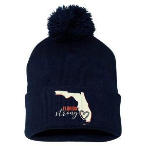 Florida Strong Support With Heart Pom Pom 12in Knit Beanie