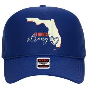 Florida Strong Support With Heart High Crown Mesh Back Trucker Hat